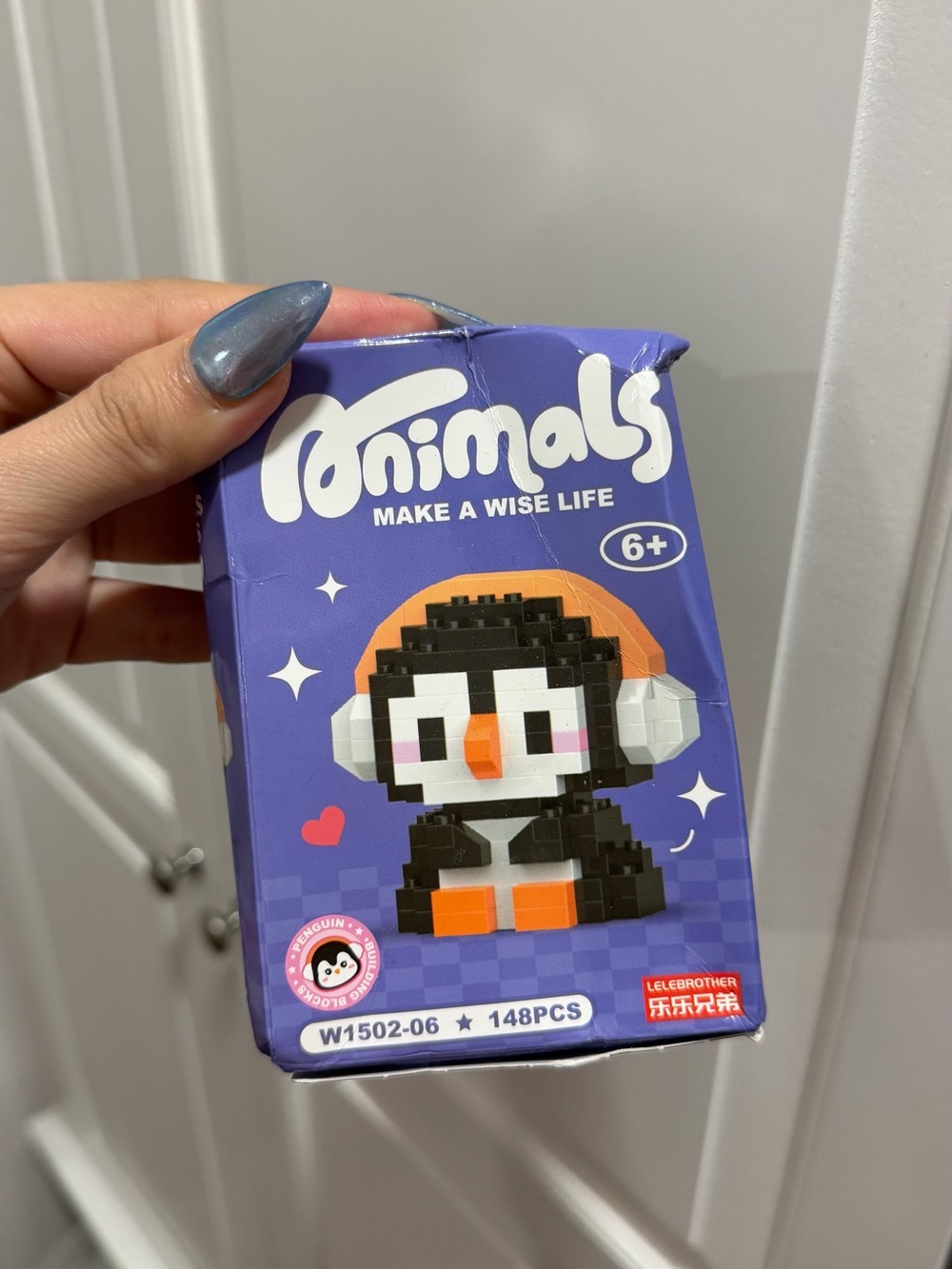 Animal Purple Penguin Pixel Block Pet Toy